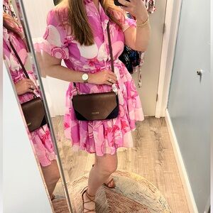 J Marie Maisie Button Up floral spring dress w/ belt and pockets large worn once